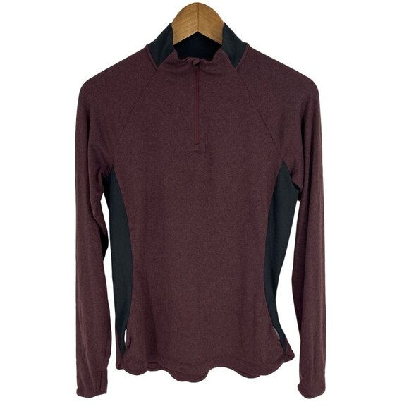 REI Co-op Lightweight Base Layer 1/4 Zip Heather Burgundy Long Sleeve Shirt Sz M - Picture 1 of 11